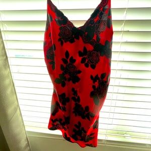 Red/Black Floral Chemise Slip
